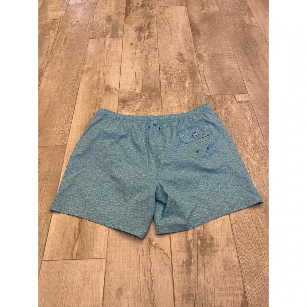 Peter Millar Crown Mens XXL Blue Fish Print Swim Trunks Board Shorts Mesh Liner